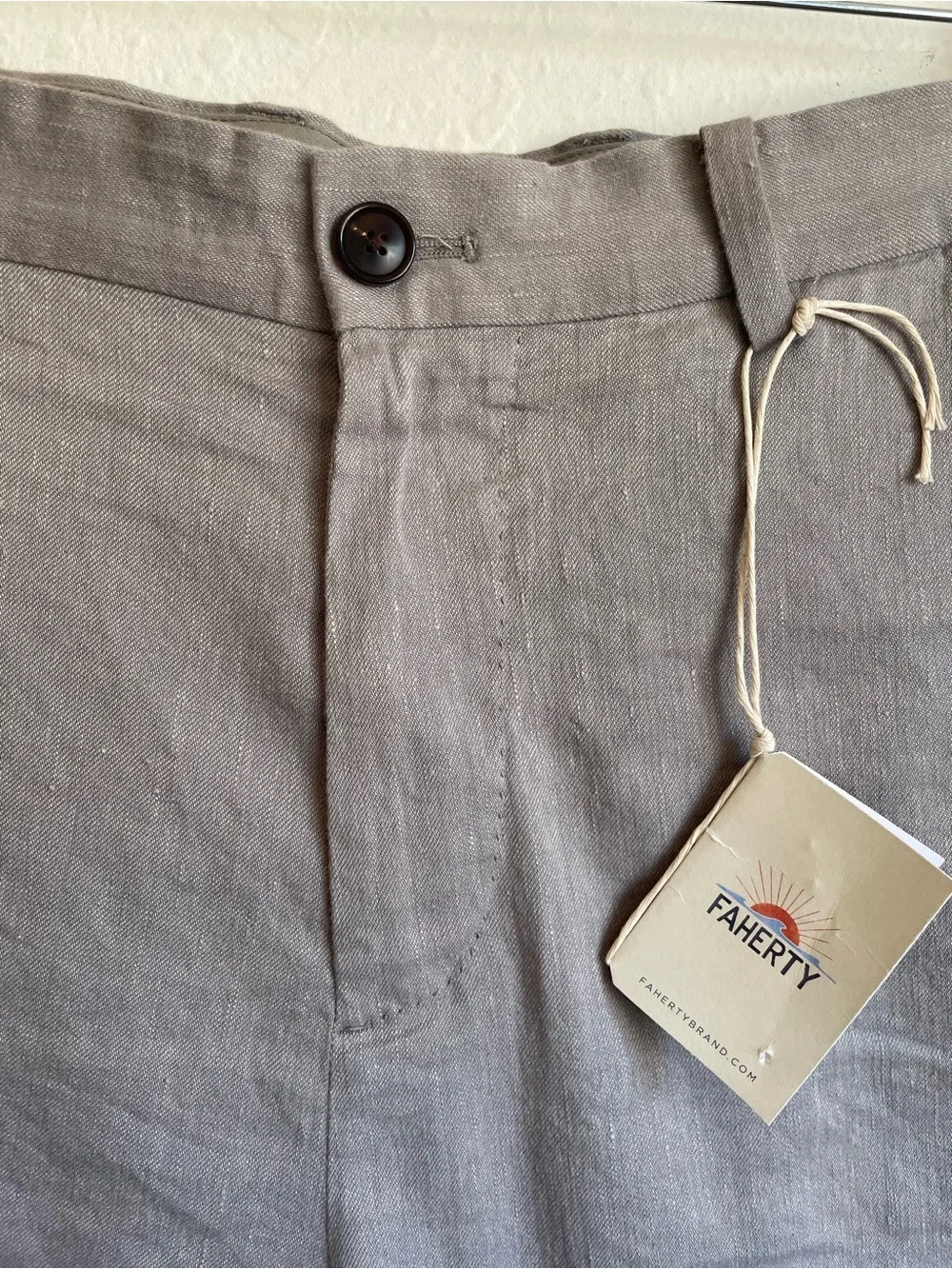 Faherty Tradewinds Linen Blend Chino Shorts beige Flat-Front 7.5” Inseam NWT
